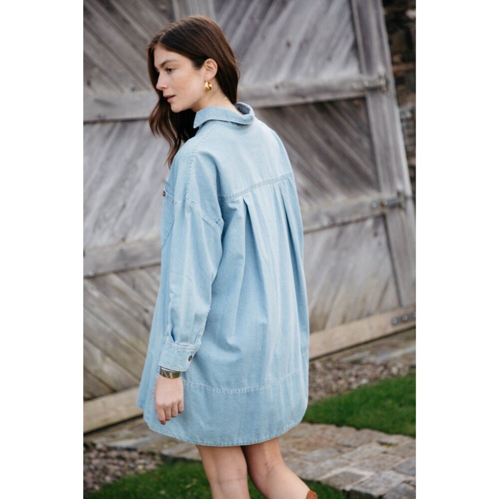 Lady Captain Luckenbach Chambray Mini Dress Long Sleeve Women’s L - Picture 5 of 15